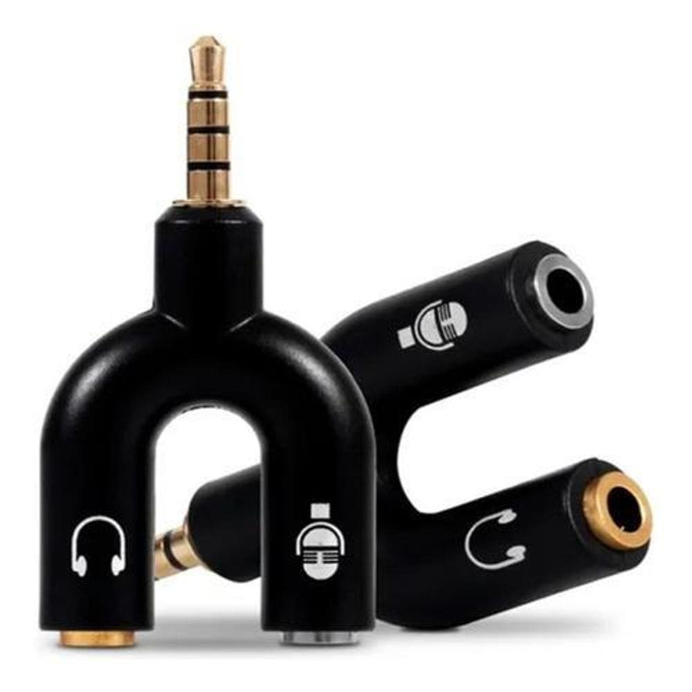 Adaptador Splitter P3 Headset Fone/Microfone P2 X P3 Áudio