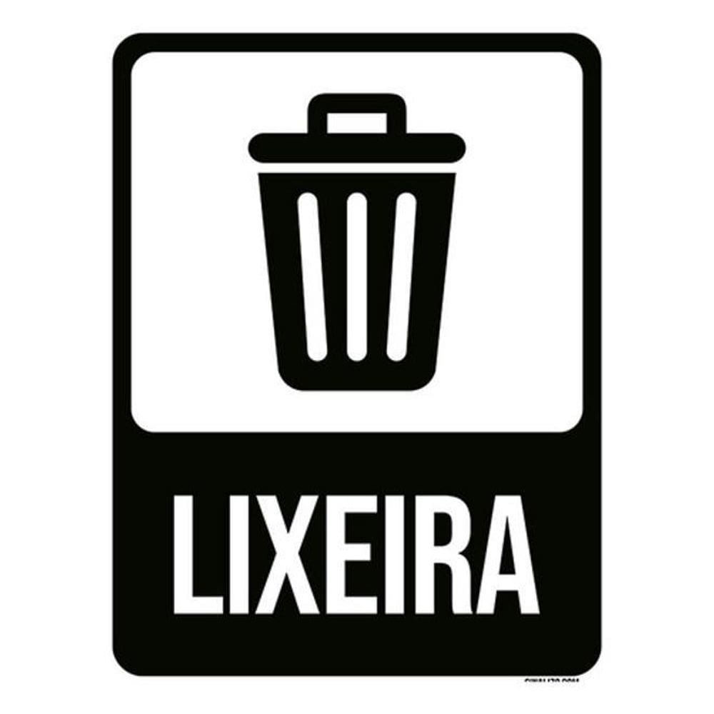 Kit 5 Placas Sinalização - Lixeira Ícone Preta