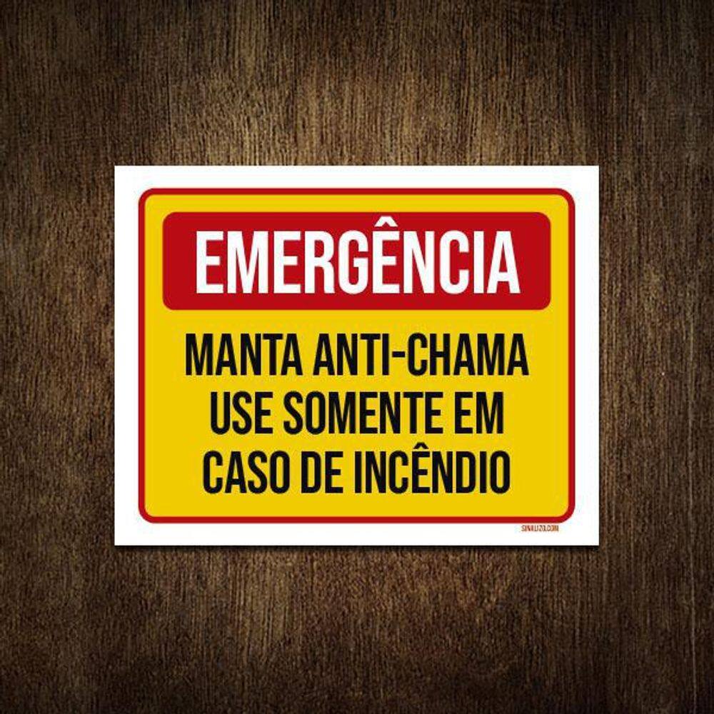 Placa De Sinalização - Emergência Manta Anti-Chama 18X23