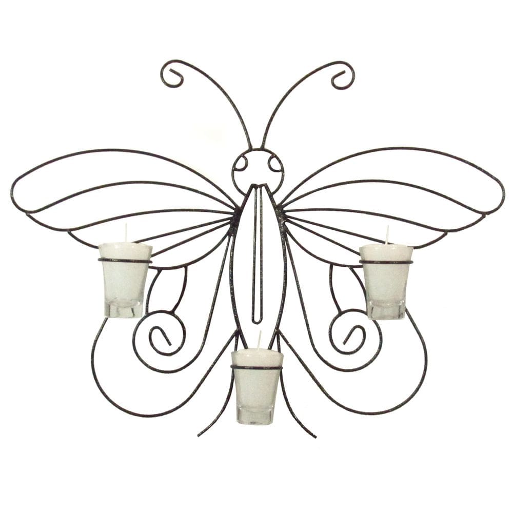 Arandela Borboleta 50 Cm Decorativo Parede Porta Vela Branca