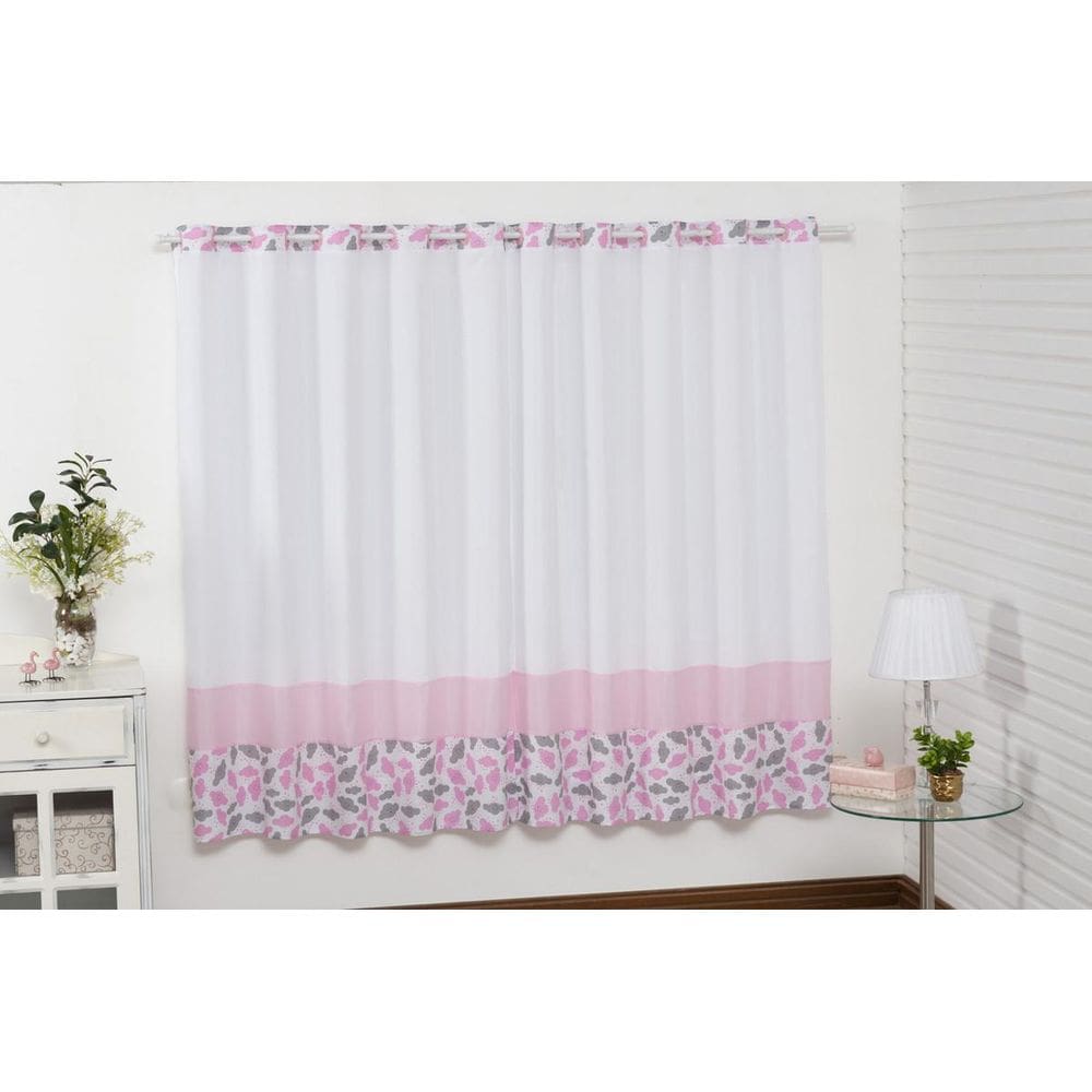 Cortina Quarto Bebê Para Janela Tecido Poliéster 2M X 1,70M