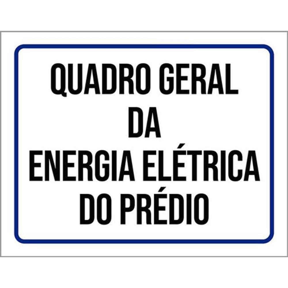 Kit 3 Placas De Sinalização - Quadro Geral Energia Elétrica