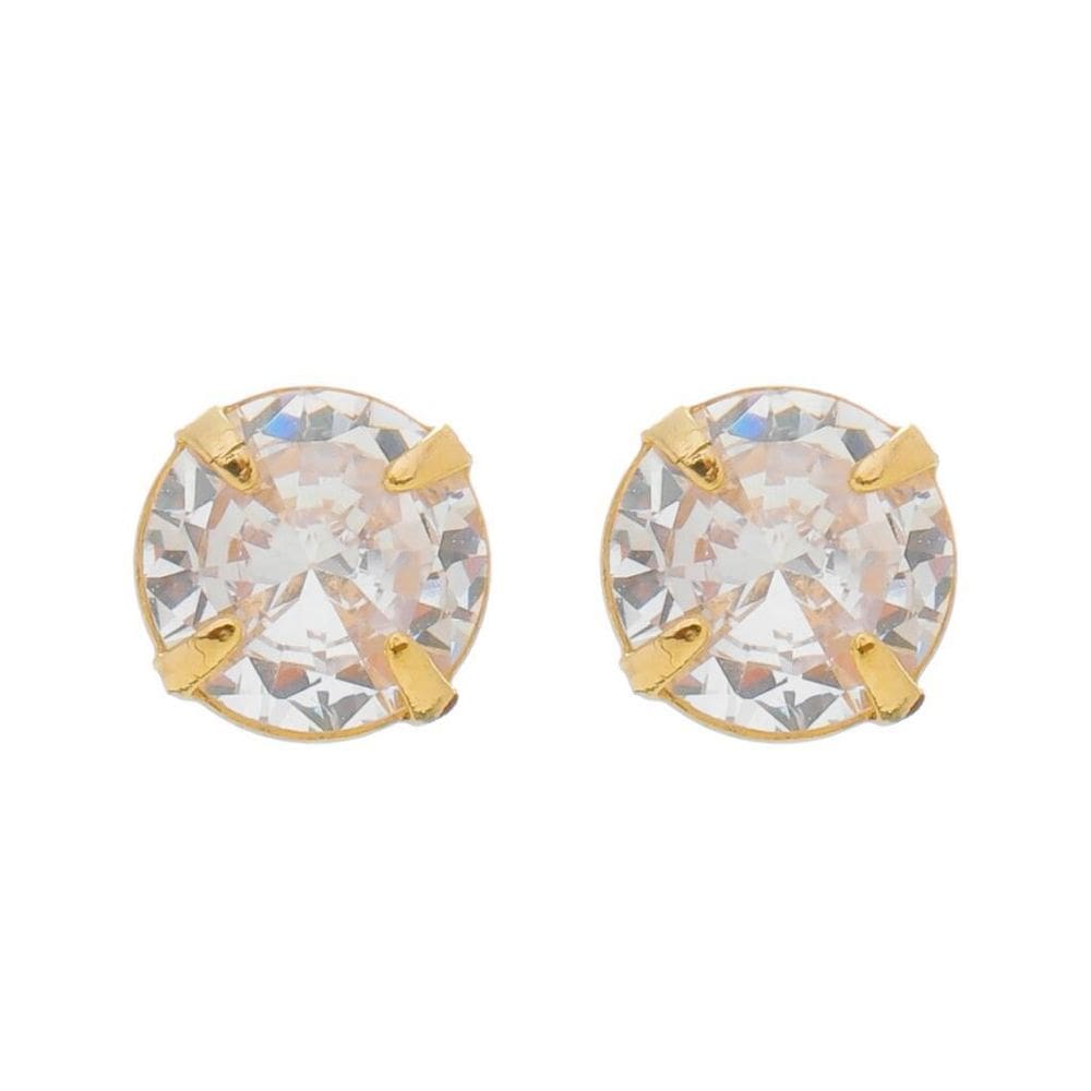 Brinco Zircônia 6Mm Banhado A Ouro 18K