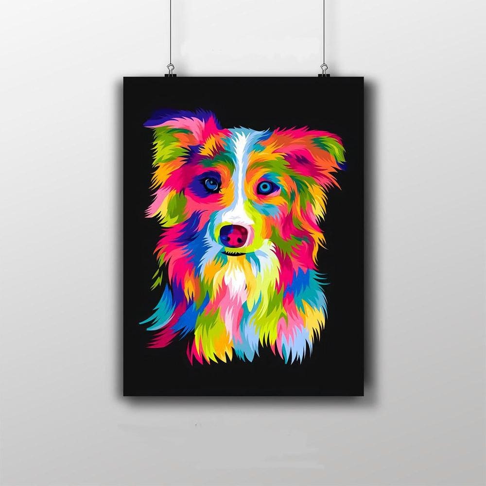 Placa Decorativa Cachorro Colorido Artwork 20X30Cm