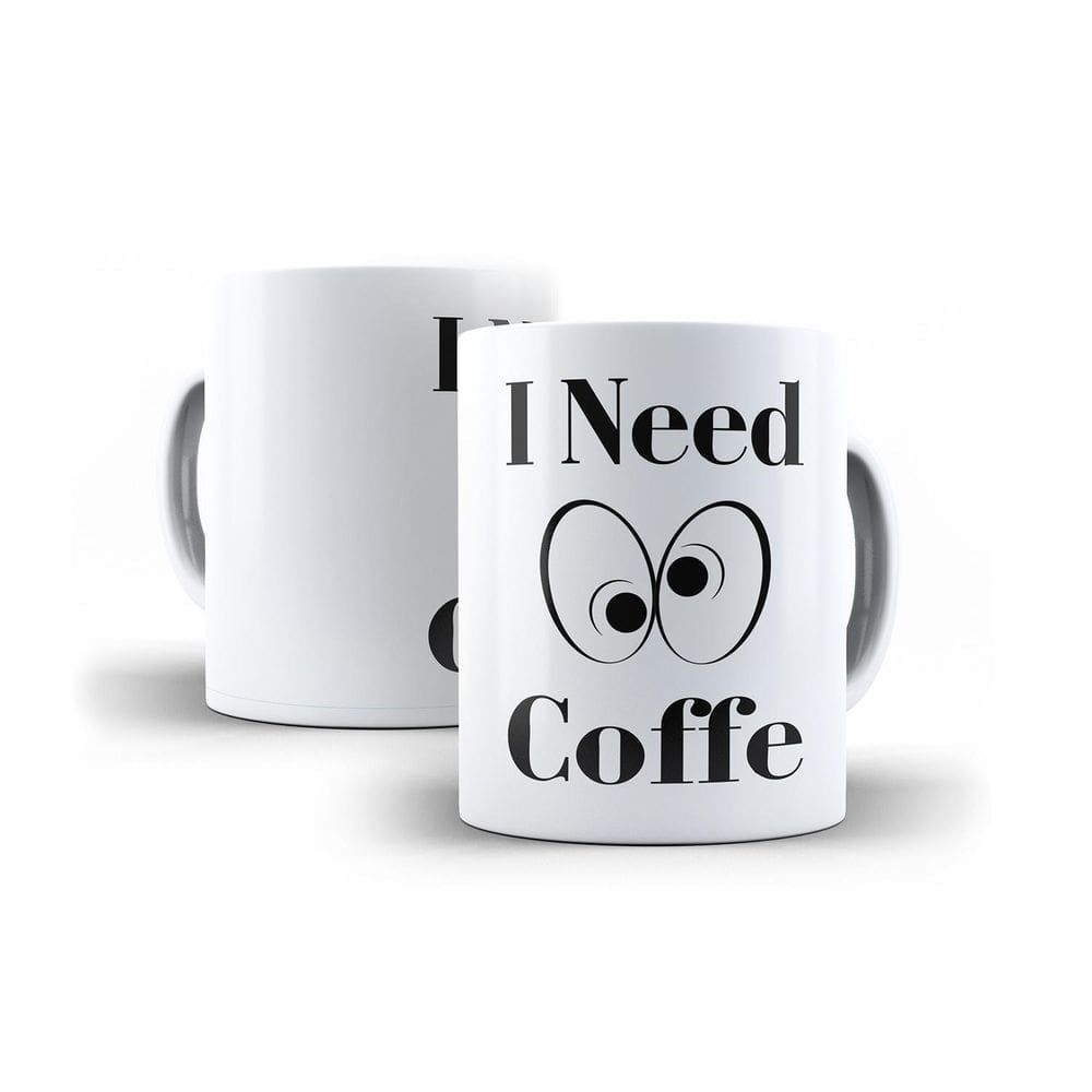 Caneca I Need Coffe Humor Em Cerâmica 325Ml Branca