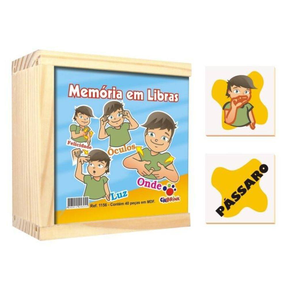 Jogo Memória Libras - 40 Peças MDF - Inclusão