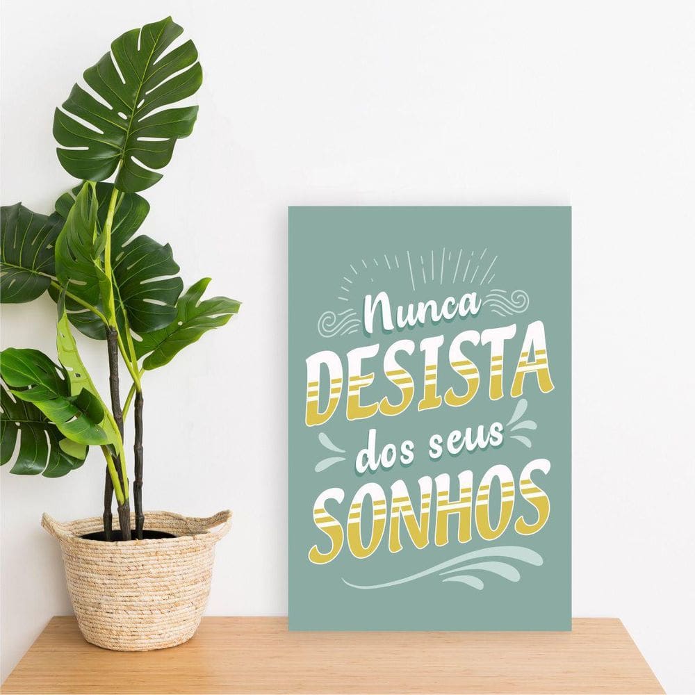 Placa Decorativa Nunca Desista Dos Seus Sonhos 20X30Cm