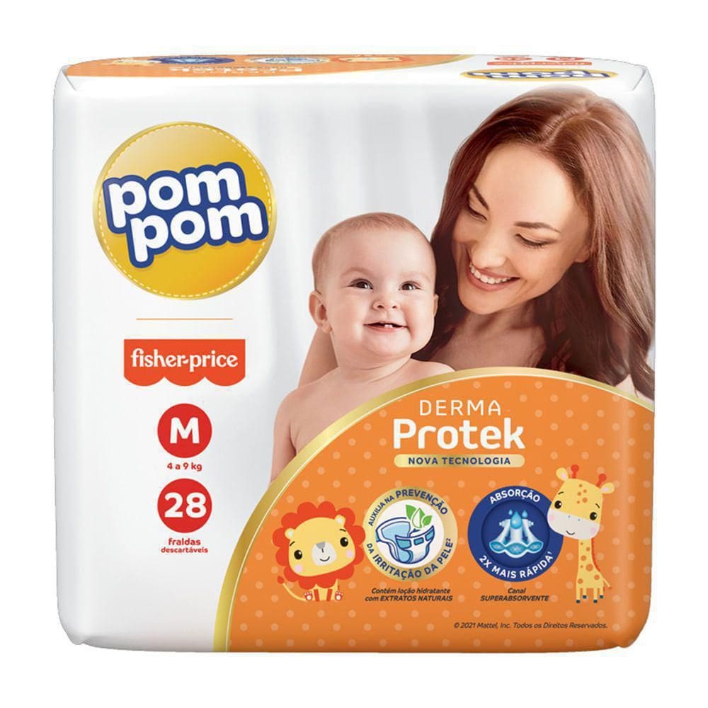 Fralda Pompom Derma Protek M Com 28 Unidades