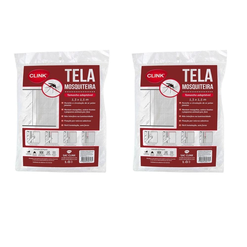 Tela Mosquiteiro Proteção Casa 1,3 X 1,5 Cm E Fita Kit Com 2