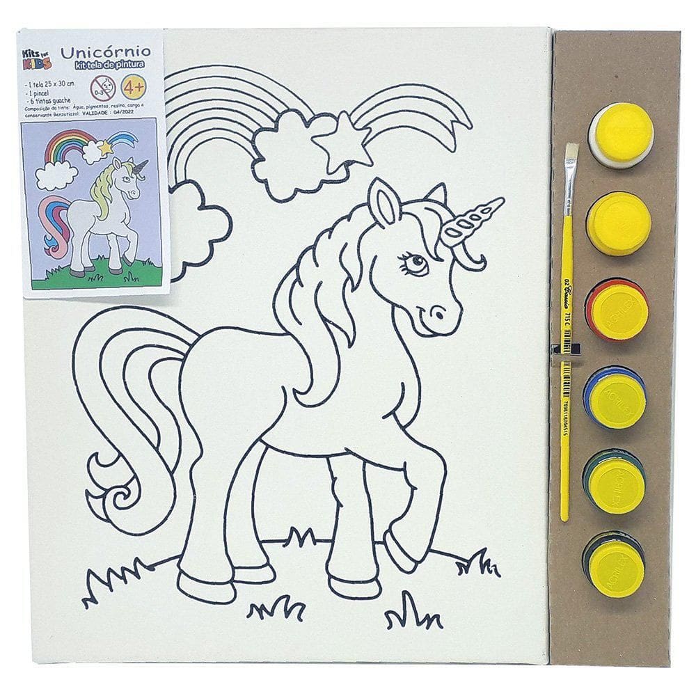 Kit Pintura Tela 25X30Cm Unicórnio - Kits For Kids