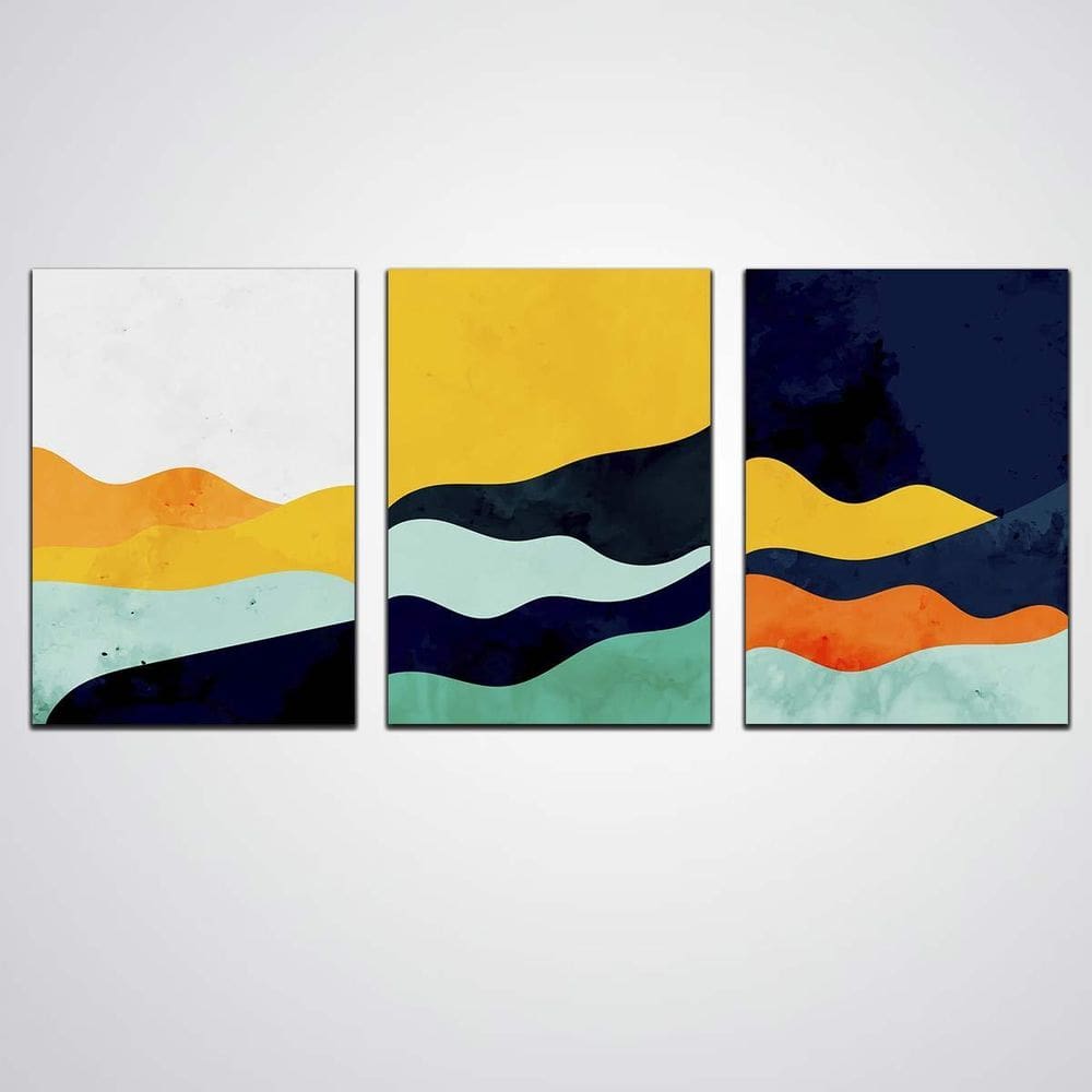 Quadros Abstrato Colorido Sala 30X20Cm Cada Em Placa Mdf