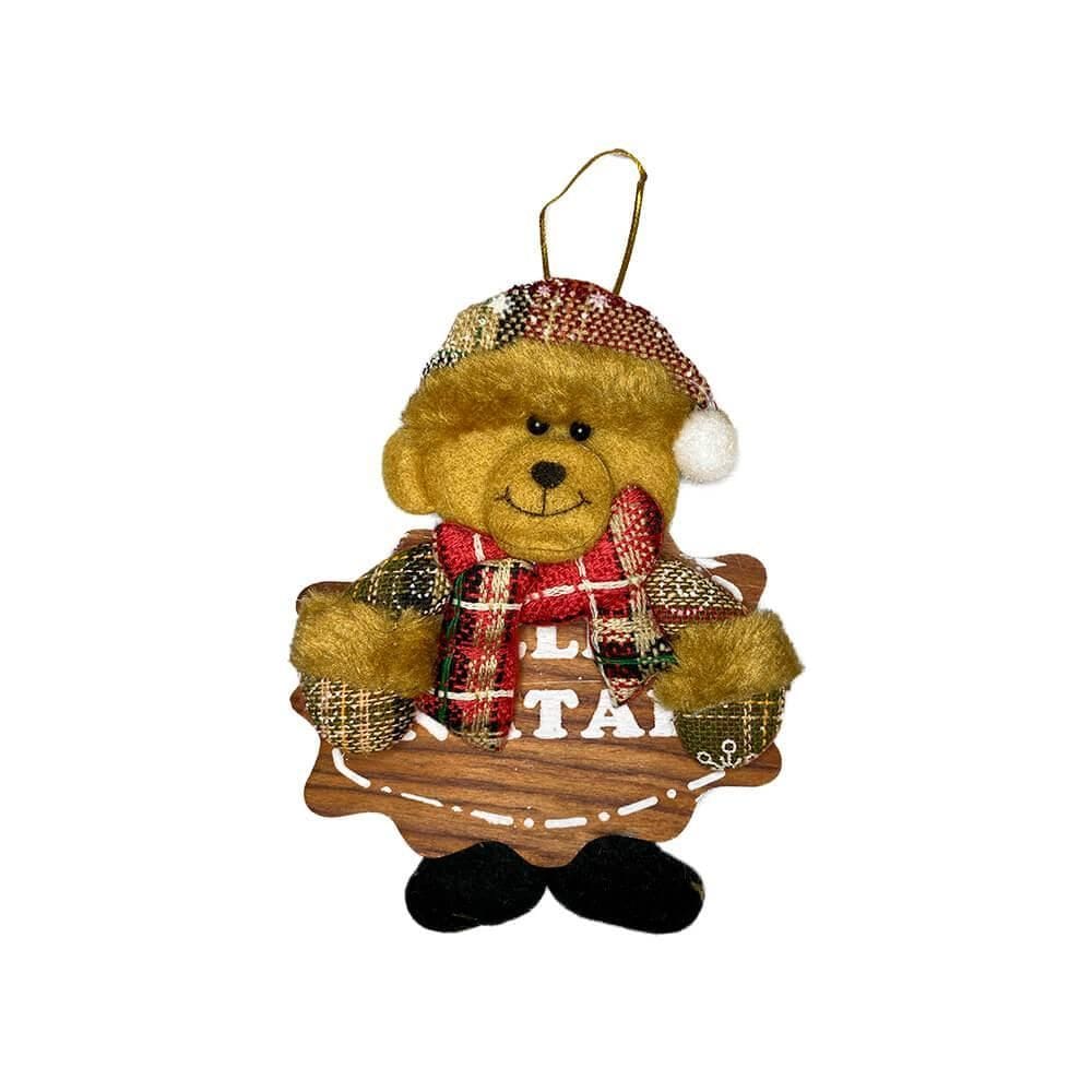 Enfeite Natal Placa Ursinho 15Cm Casambiente