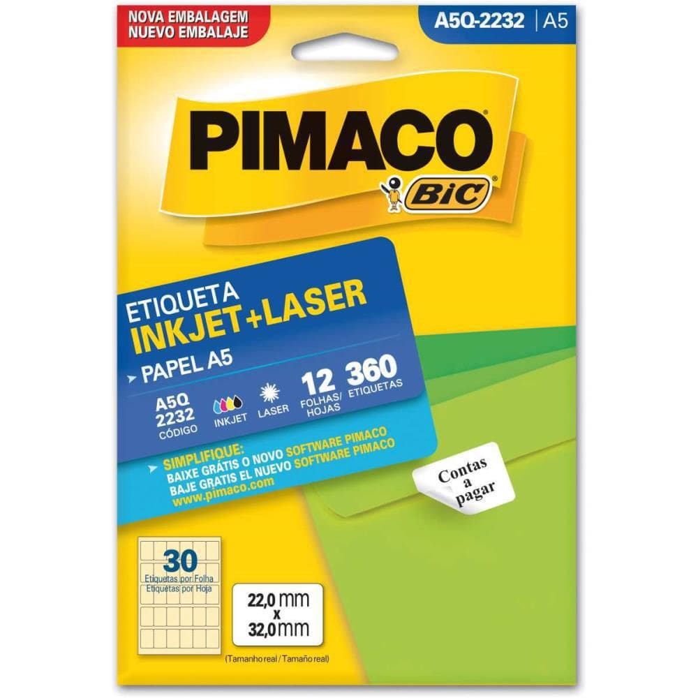 Etiqueta A5 A5Q-2232 12 Fls 22,0 X 32,0 Mm - Pimaco Ct/360