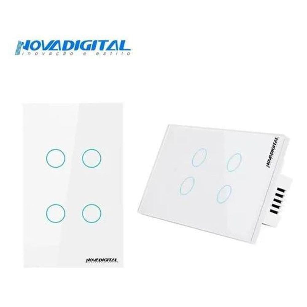 Interruptor Inteligente 4 Botões Alexa Sem Fio Touch Branco