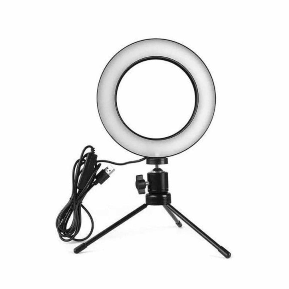 Iluminador Ring Light 6 Polegadas Com Tripé De Mesa 16Cm