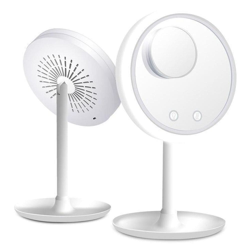 Espelho Maquiagem Com Ventilador E Led + Espelho 5X Aumento