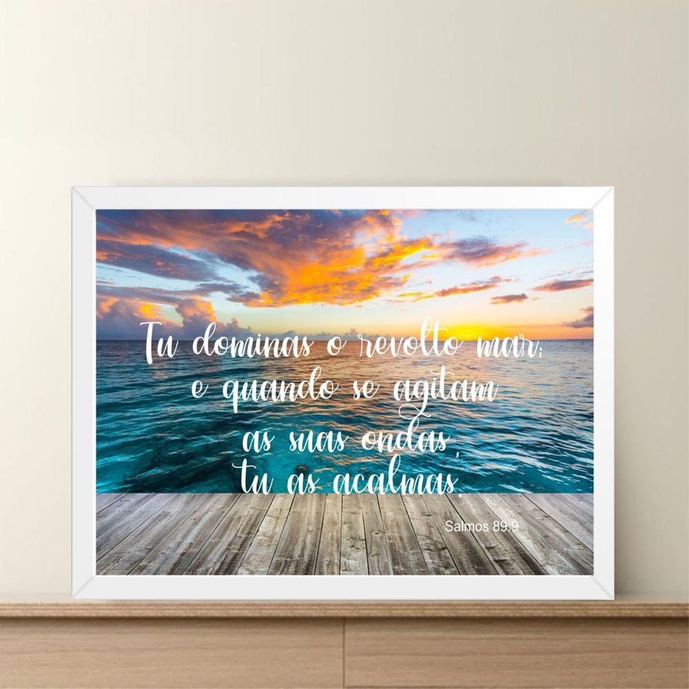 Quadro Decorativo Mar - Moldura Branca E Vidro A4