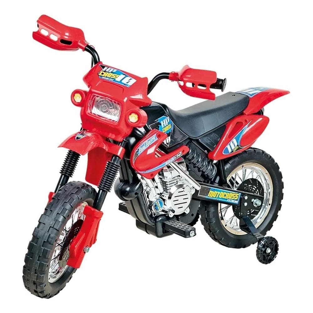 Moto Elétrica Homeplay Motocross Vermelha 6V - Com Rodinhas