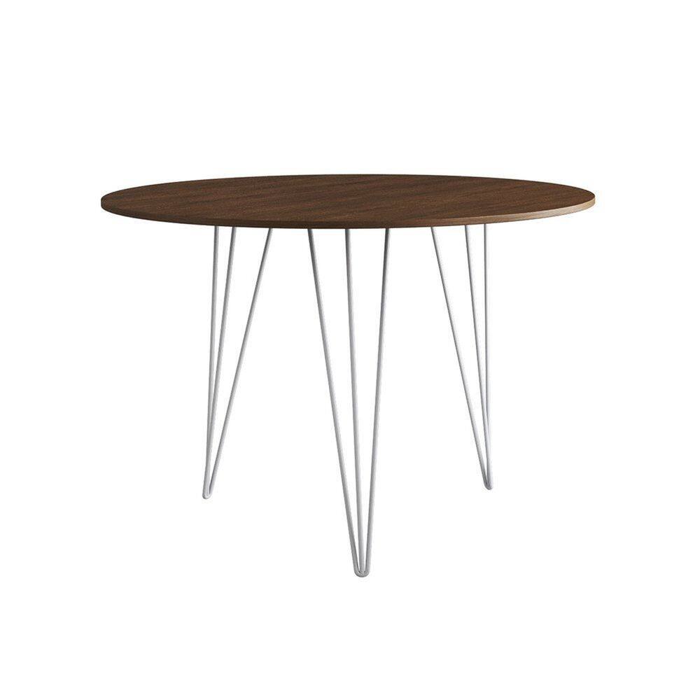 Mesa de Jantar Redonda 90cm Clips 3 Pés Ferro Amendoa