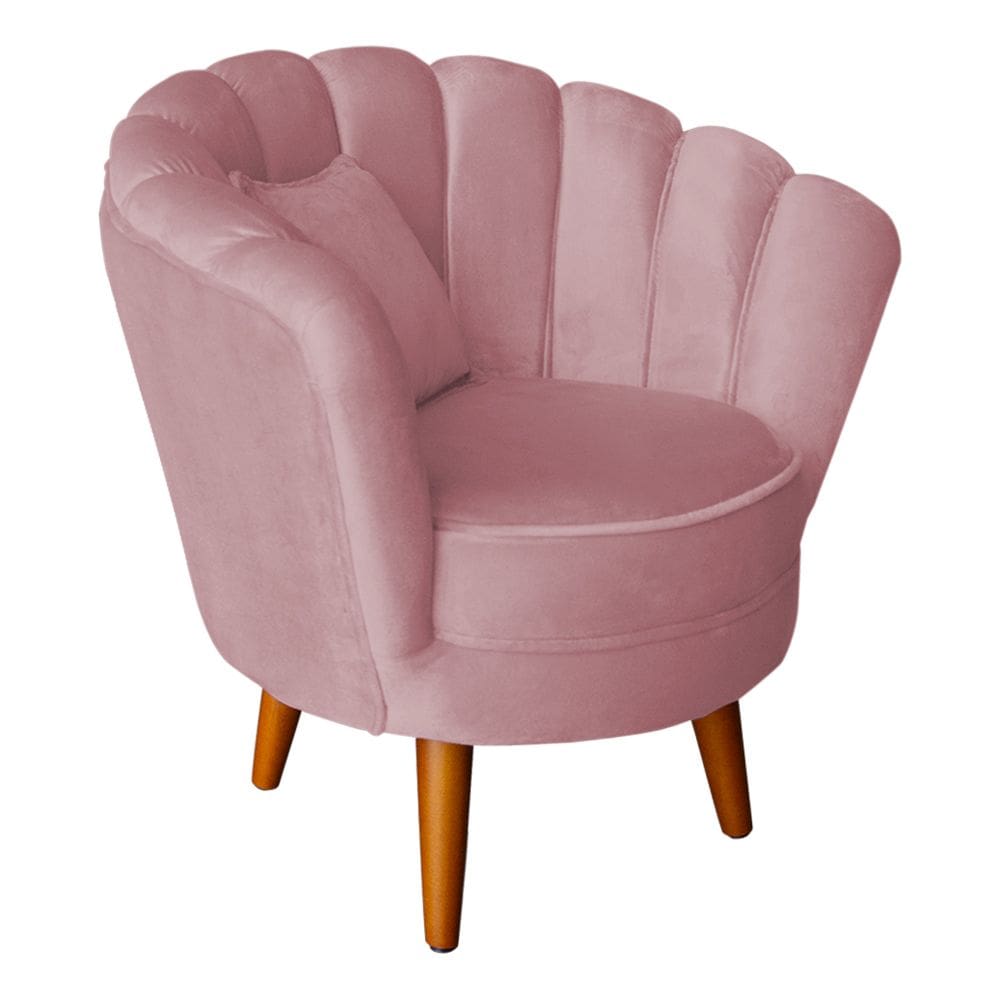 Poltrona Decorativa Petala Com Almofada Rosa