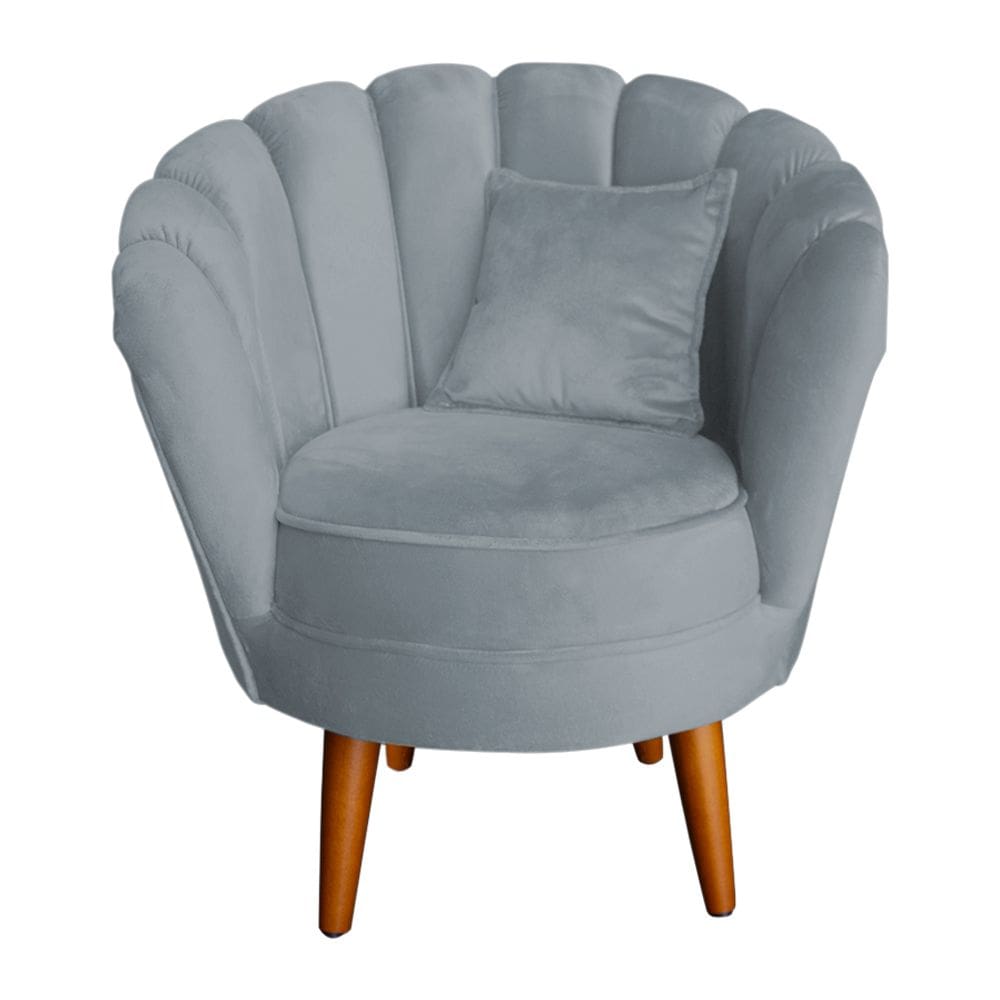 Poltrona Decorativa Petala Com Almofada Cinza