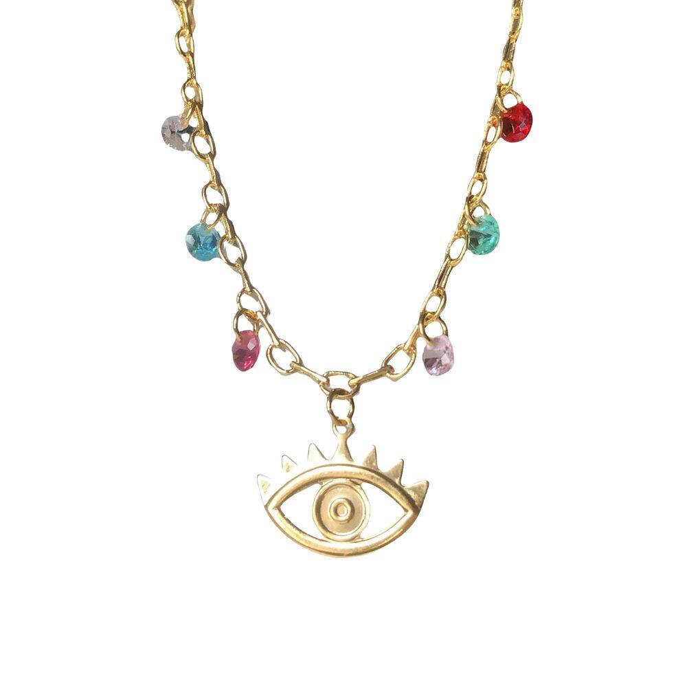 Pulseira Olho Grego Com Zirconias Coloridas