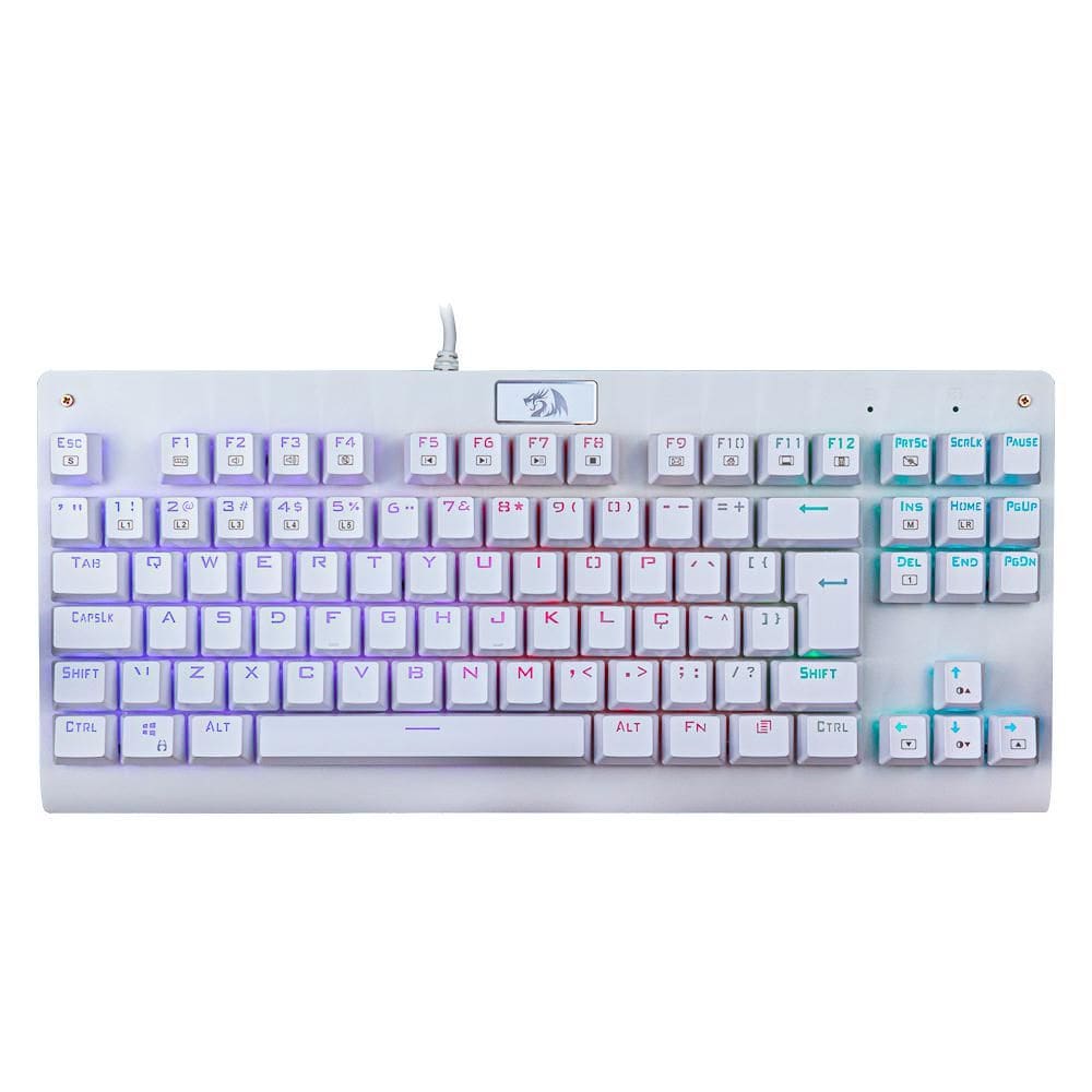 Teclado Mecânico Gamer Redragon Dark Avenger White Lunar