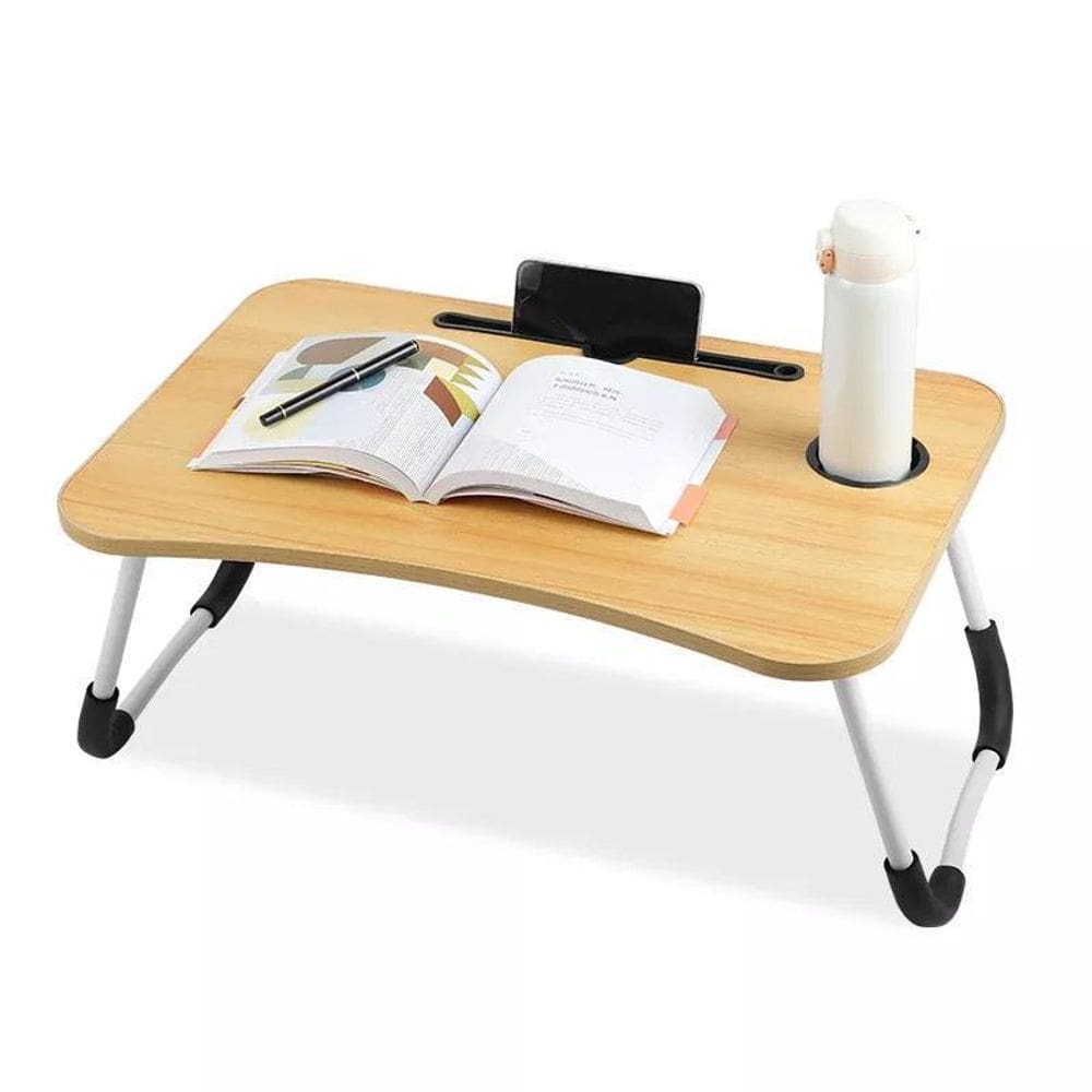 Mesa Notebook Dobrável E Portátil Para Cama Sofá Cor Madeira