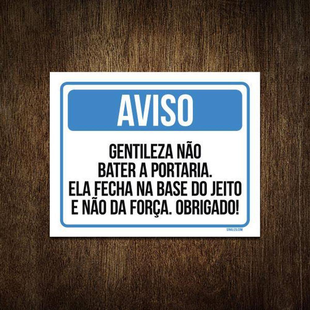 Placa Aviso Gentileza Não Bater A Porta 18X23