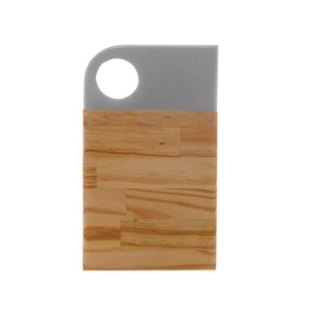 Tábua De Madeira Com Alça Laqueada Pinus Cinza 35X21Cm