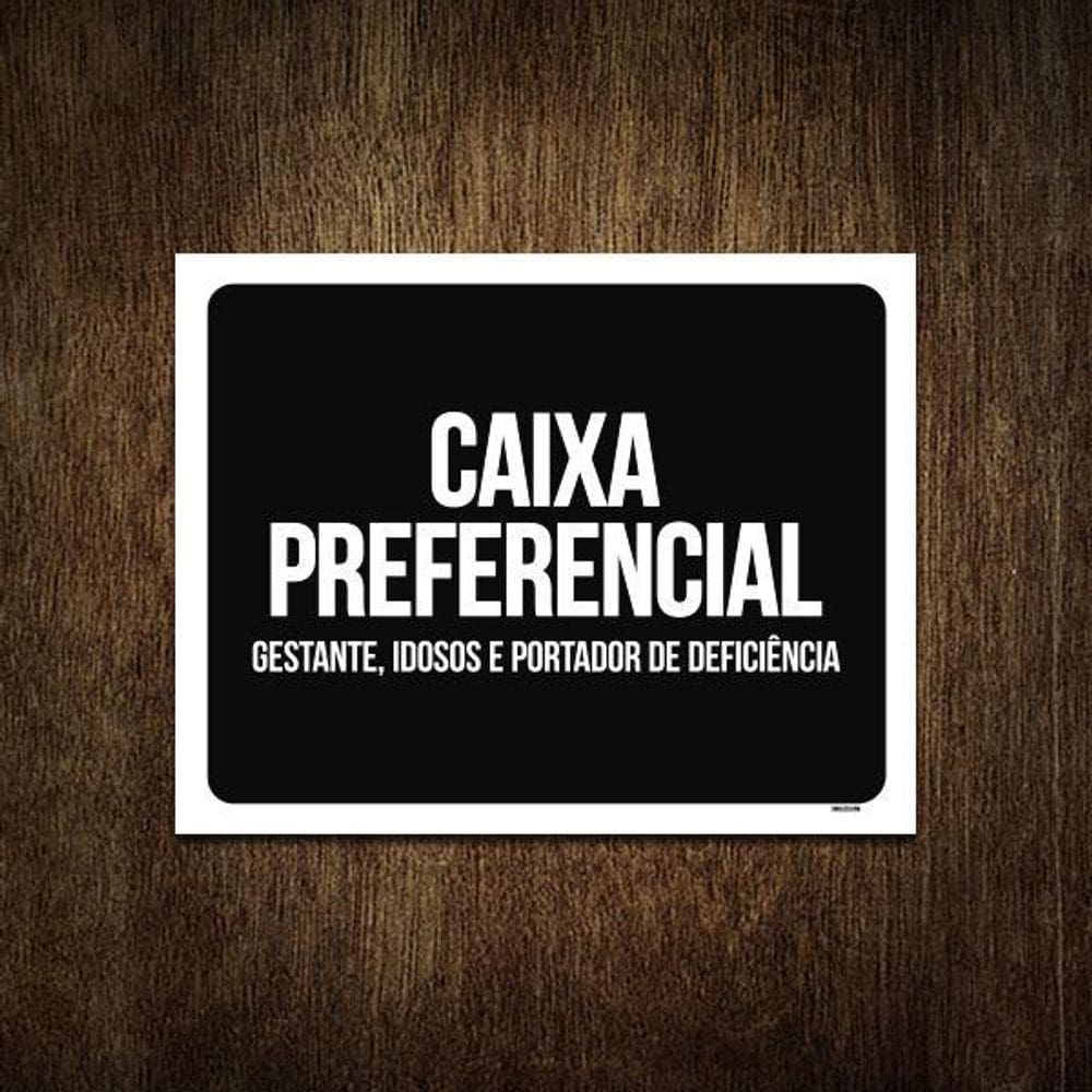 Placa Sinalização Ambiente Caixa Preferêncial 27X35