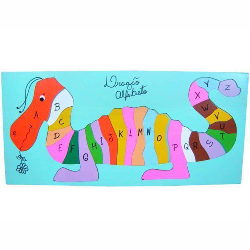 Dragão Alfabeto Em Madeira Multicolorido - Dicá