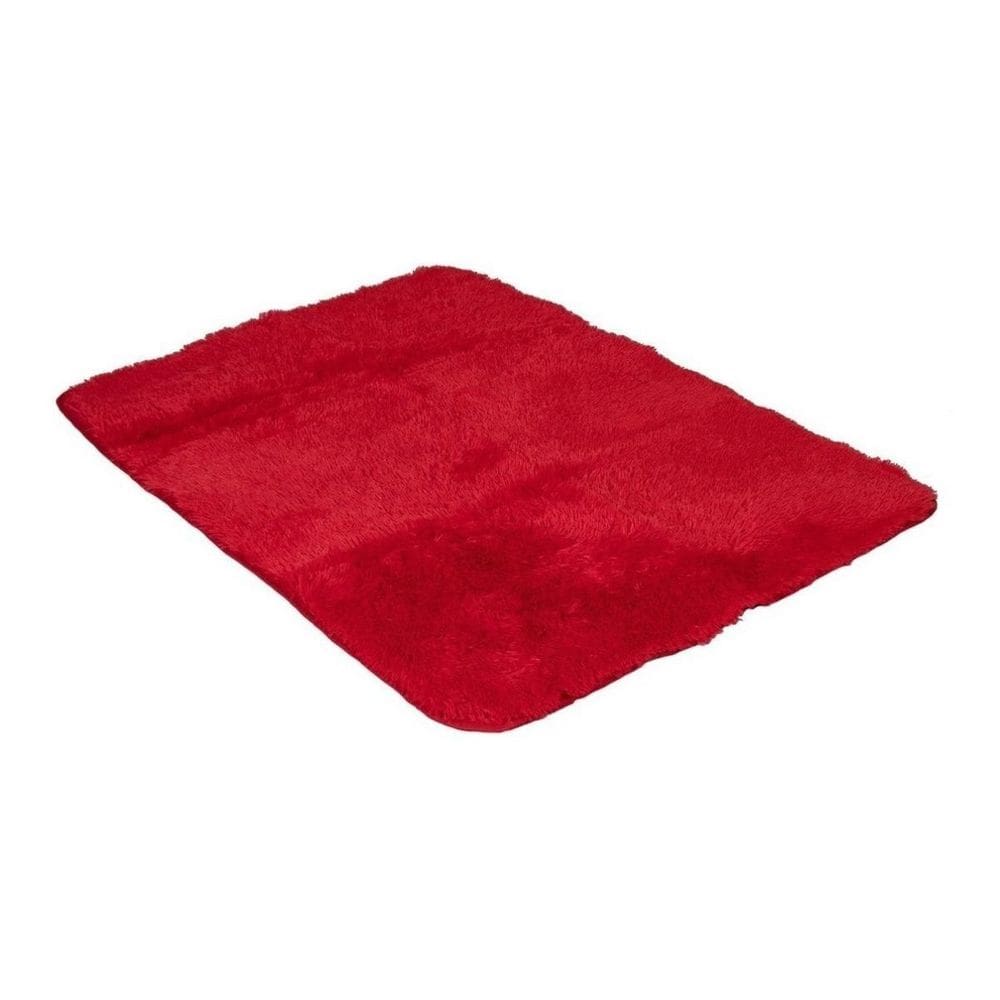 Tapete Sala Peludo Quarto Felpudo 55Cm X 1M Vermelho