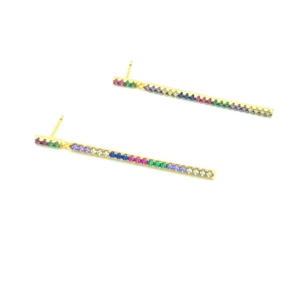 Brinco Palito De Zircônia Colorida Multicores