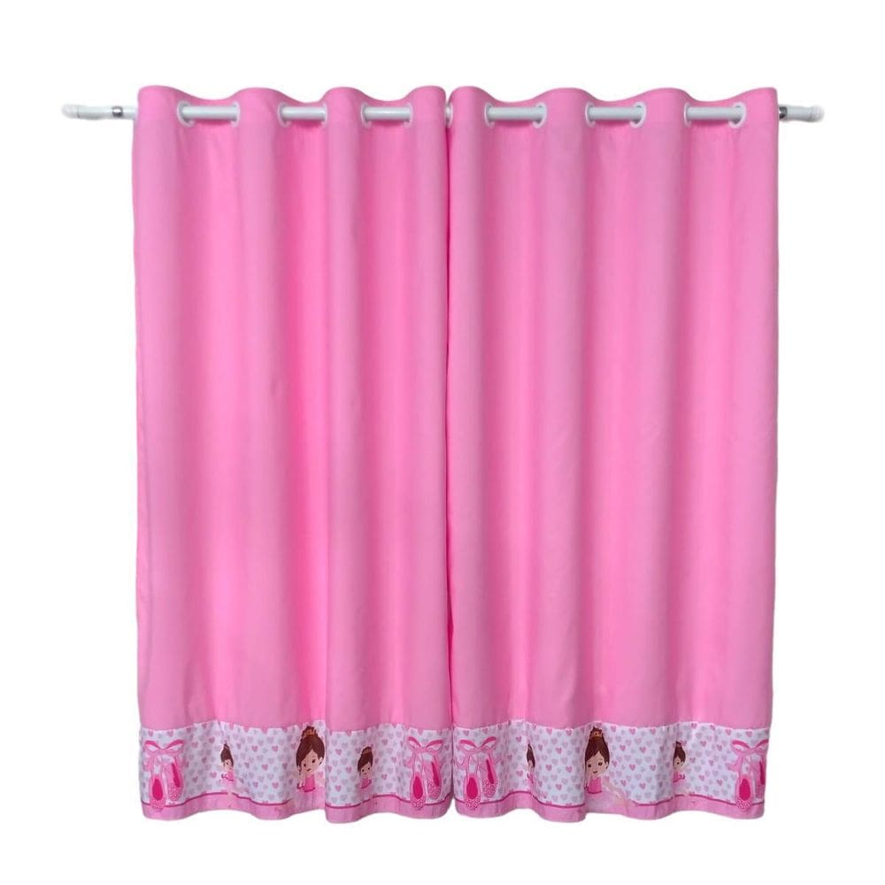 Cortina Bailarina Quarto De Menina Rosa Princesa 2,60X1,70M