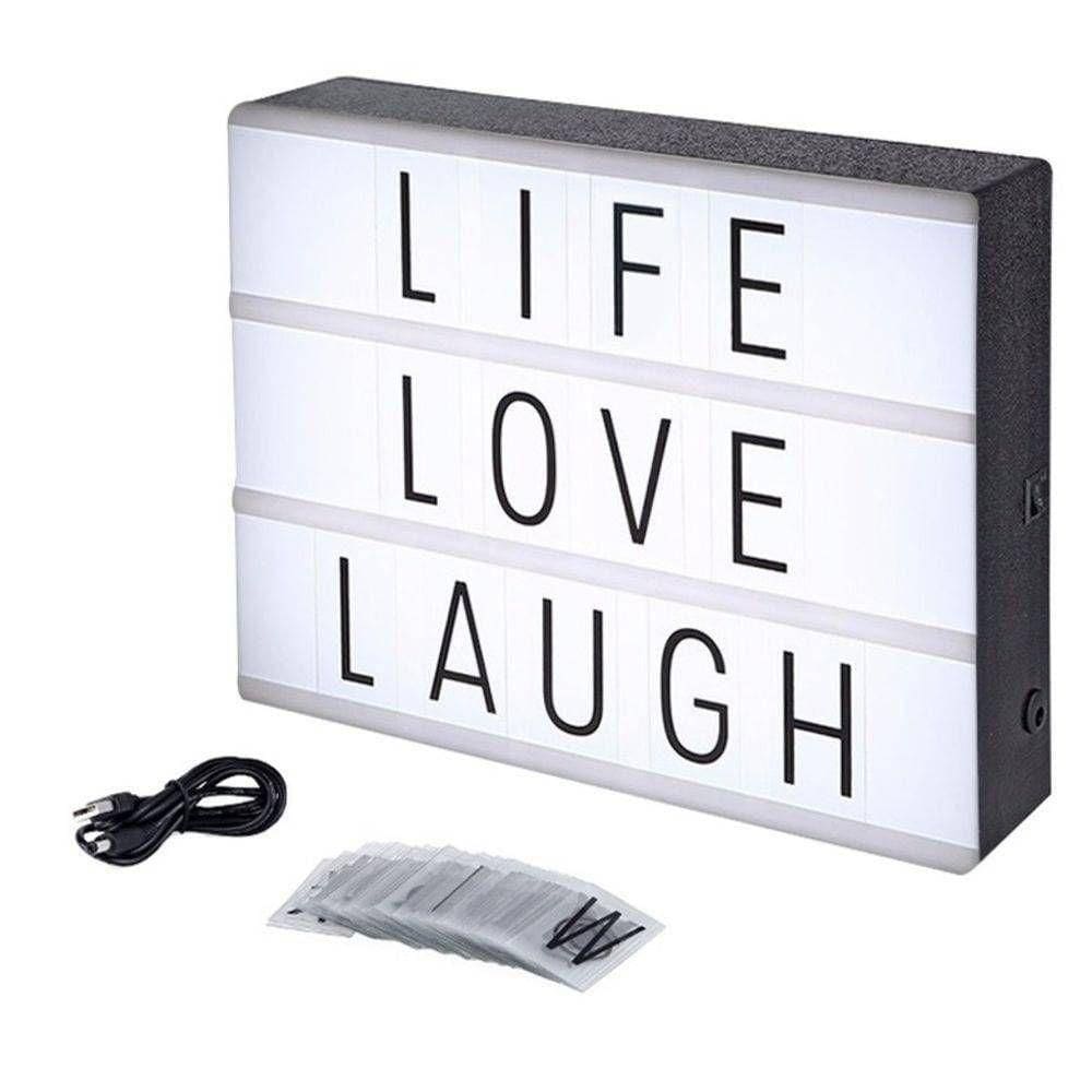 Luminária Led Mensagens Light Box Tamanho A4 Usb 96 Letras
