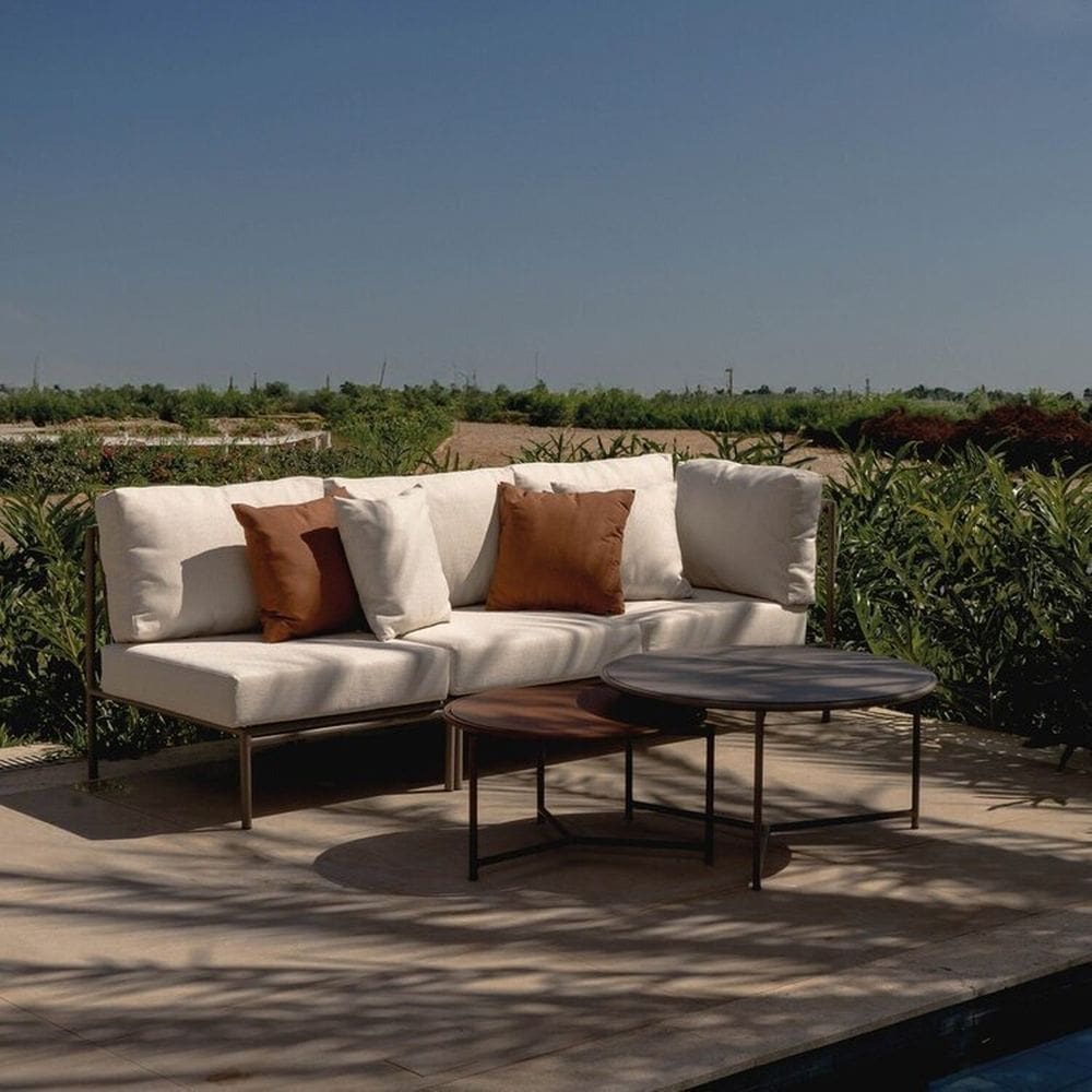Conjunto Jardim 1 Chaise 1 Sofá 70cm 1 Mesa Baixa 1 Mesa Centro Alta Refúgio Cabecasa Madeiramadeira Champanhe/Quaker areia