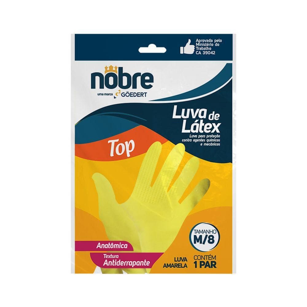 Luva Borracha/Latex M/8 Amarela Top Ml Ca 39042 - Nobre