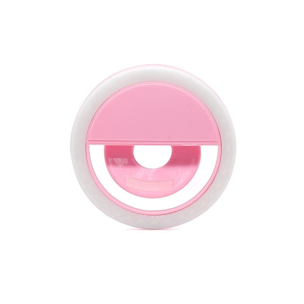 Luz De Selfie Anel Led Flash Celular Recarregável Rosa