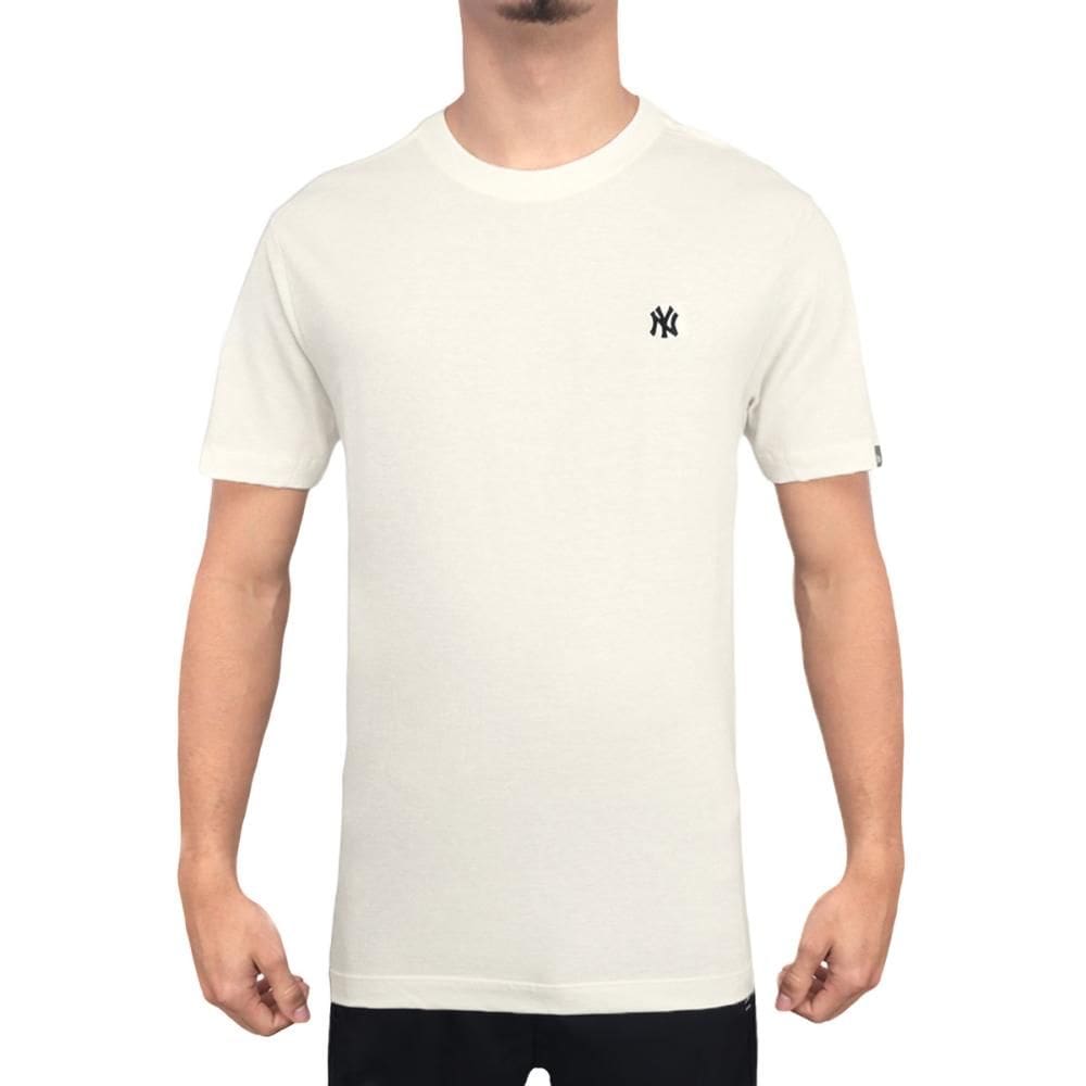 Camiseta New Era New York Yankees Mini Logo Bordado Bege