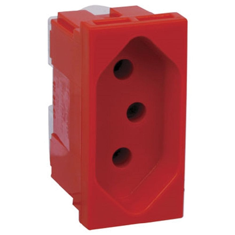 Módulo Tomada PialPlus 2P+T 250V Vermelho 3 Pólos NBR 14136