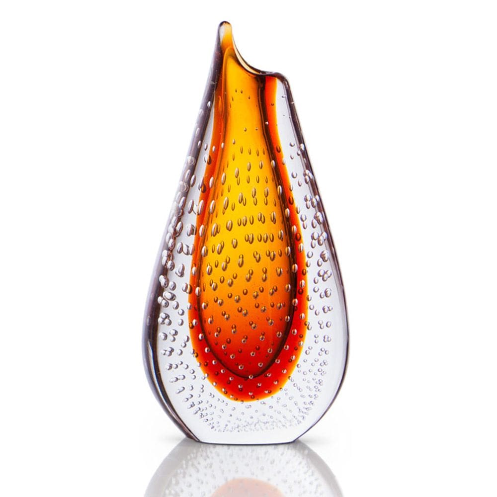 Vaso Cristal Murano Âmbar São Marcos Decoração Artesanal
