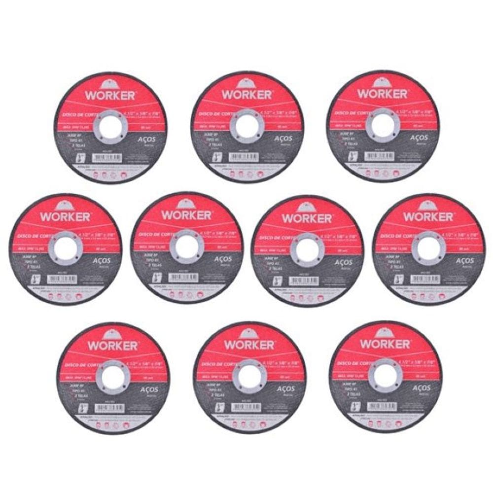 Disco Corte Aço 4.1/2” X 1/8” x 7/8" Kit Construtor 10 Un