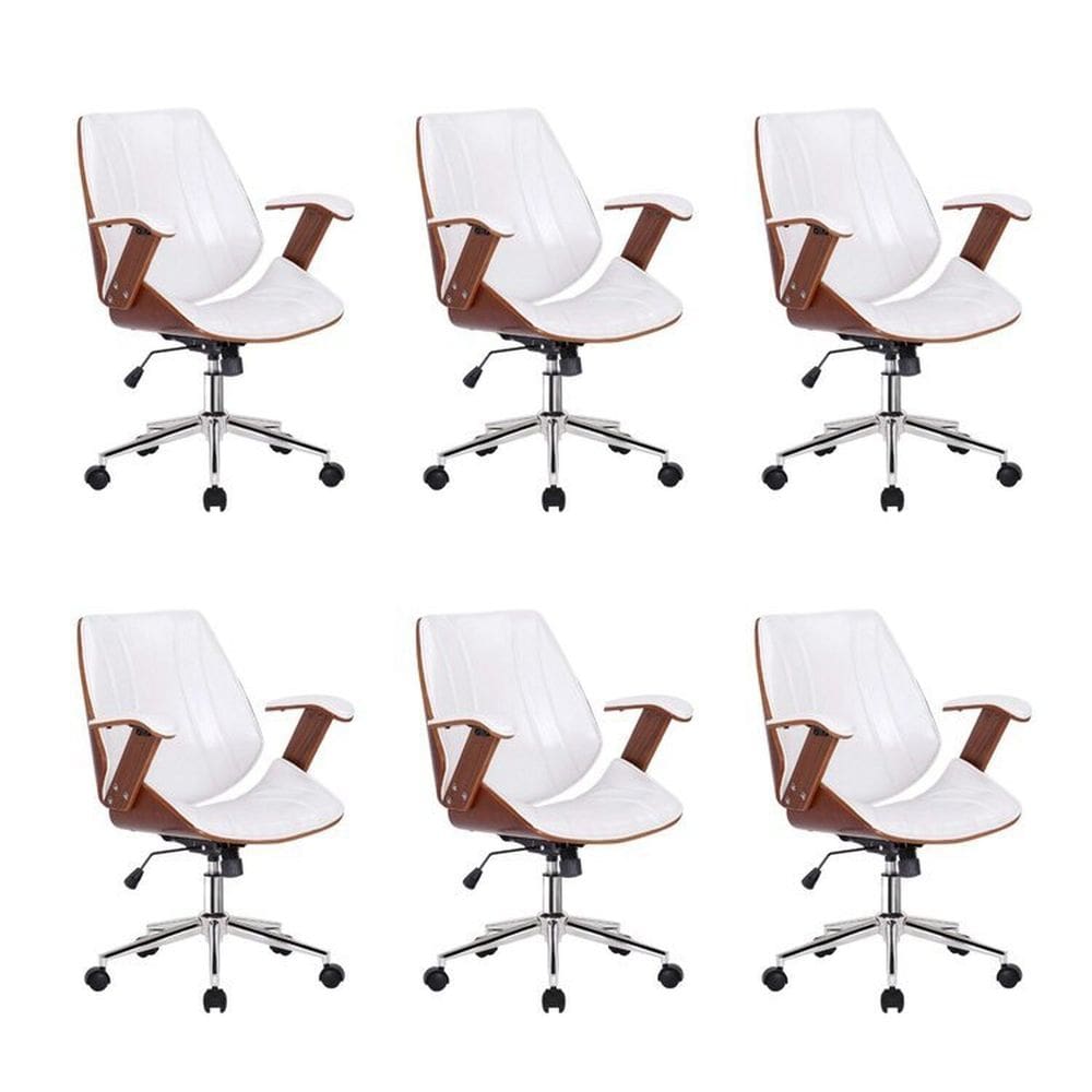 Kit 6 Cadeiras Escritório Diretor Giratória Kopenhagen Branco