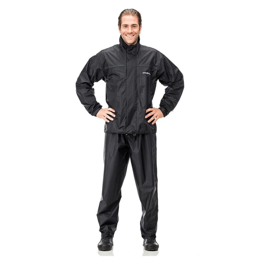 Capa De Chuva Motoqueiro Nylon Pantaneiro Gola - Preto - P