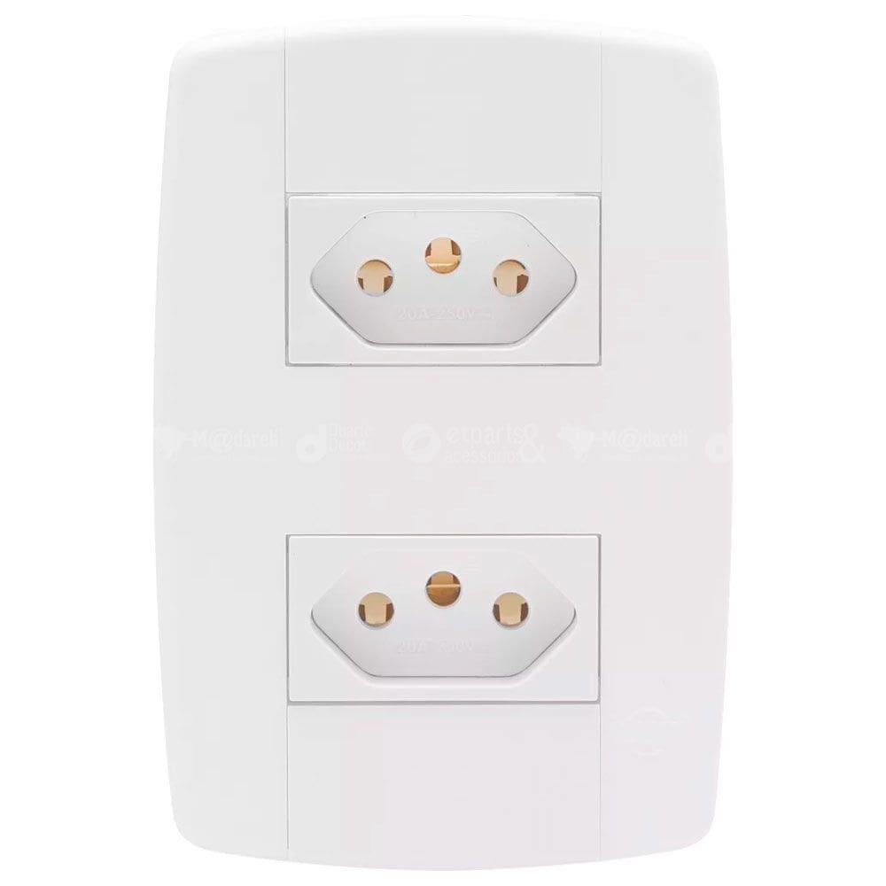 Tomada Dupla 10A Monobloco Placa Modular 4X2 Ilumi Lev
