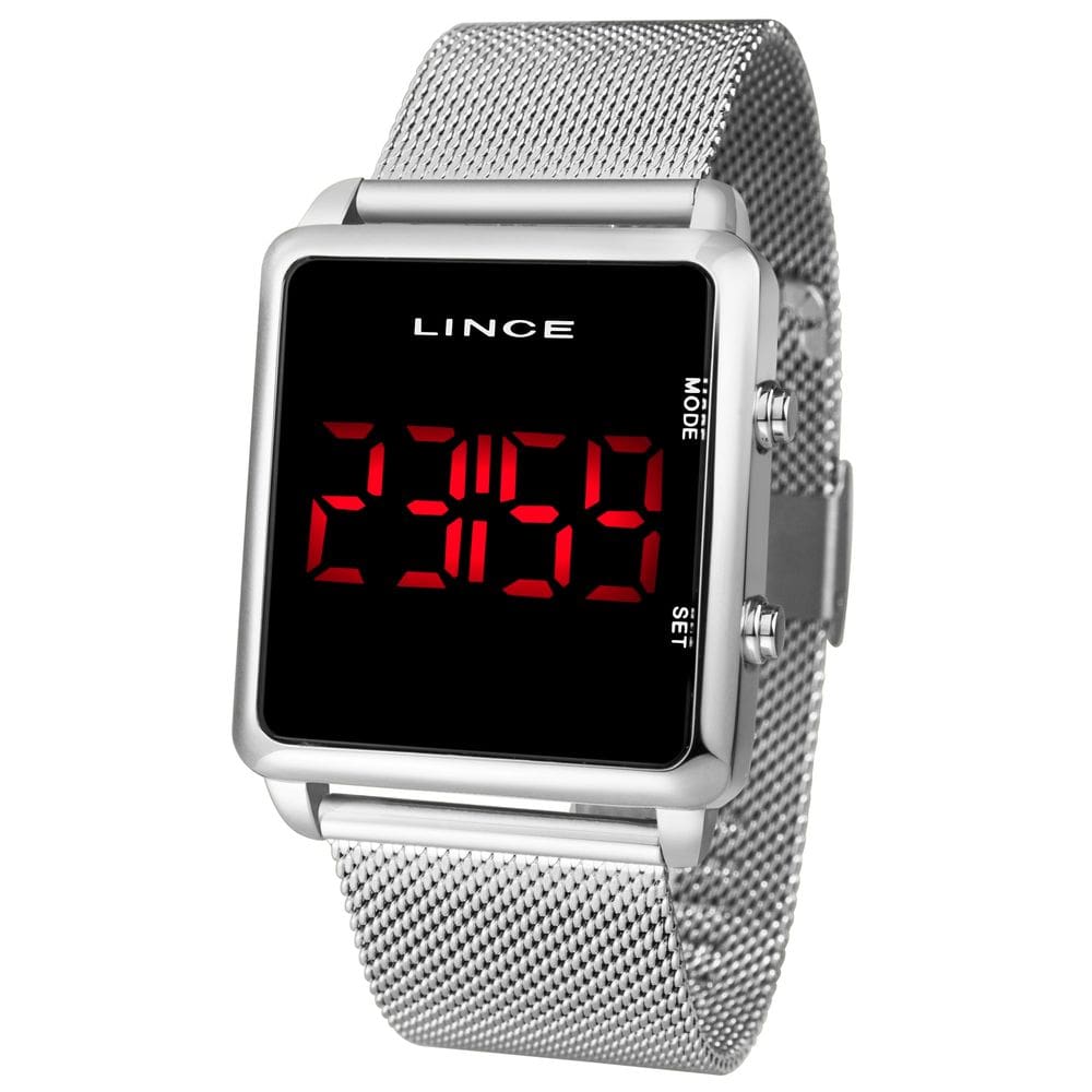 Relógio Feminino Lince Mdm4596L Digital Prata Quadrado