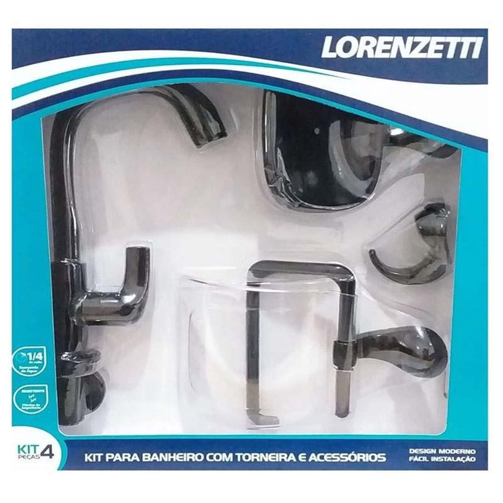 Kit Acessório Banheiro E Torneira Abs Lorenzetti Preto