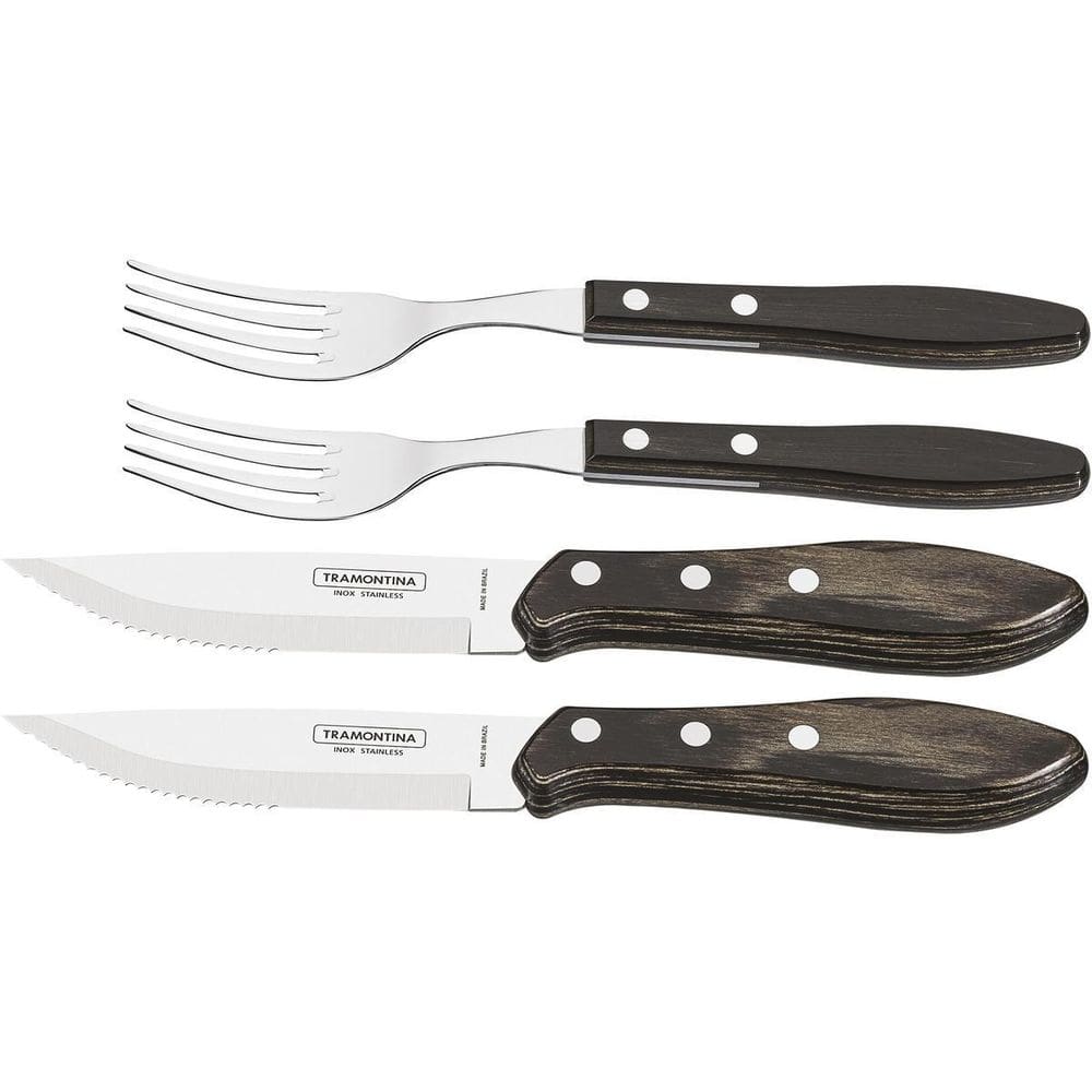 Jogo De Talheres Tramontina Inox Churrasco 4 Peças Polywood