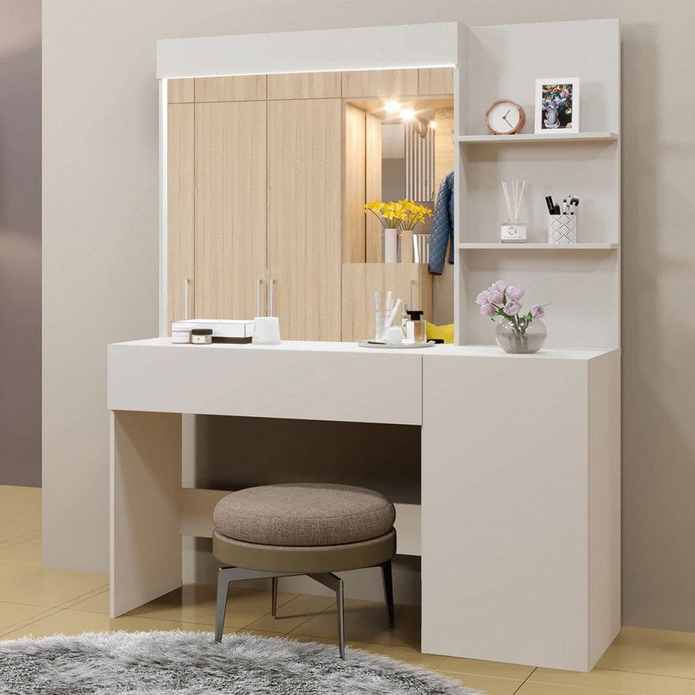 Penteadeira Camarim Londres 1 Gaveta 1 Porta Off White - Mavaular